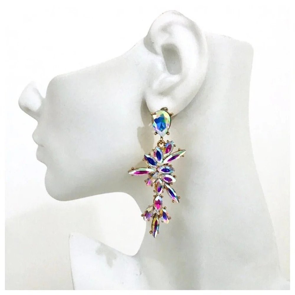 Dazzling Rhinestone and Gold Earring Set